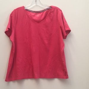 Talbots salmon pink plus petite V neck tee 2XP